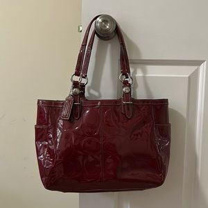 Coach cherry red patent leather bag